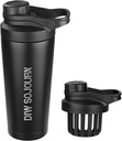 DIW 24 oz Shaker Bottle,Sniel Steel Shaker Sticla cu zgomot-gratuit design,Insulat Metal Shaker Cup pentru amestecuri de proteine și Pre Workout,Gym sticla Shaker(negru)