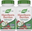 Natura's Way Herbal Hawthorn Berries, Tradiţional Heart Health Support*, 100 Vegan Capsules (Packaging May Vary) (Pachet de 2)