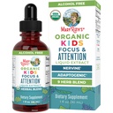 MaryRuth Organics Kids Creier Suplimente pentru memorie și concentrare, USDA Picături organice cu Ginkgo Biloba, Rhodiola Root & Licorice Root, Focus & Atenție, Calm, Vegan, Non-GMO, Gluten gratuit, 30 Serviri