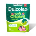 Dulcolax Saline Laxative Soft Chews, Gentle Constipation Relief, Mixed Berry Flavor, Magneziu Hydroxide 1200 mg, 60 Count