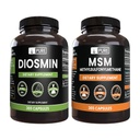 PURE INGREDIENTS Diosmin şi MSM Bundle, 365 capsule Fiecare, fără magneziu sau umplutură de orez, întotdeauna pură