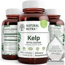 Natural Nutra Kelp Iodine supliment de suport tiroidian, consolidează sistemul imunitar, și reglementează metabolismul, Marea Vegan Kelp, Non OMG, Atlantic extract de alge marine surse, 225 mcg, 250 comprimate