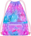 PASHOP Drawstring Rucsac pentru copii, Fete Mesh Beach sac pentru înot, Big Dimensiune Gimnastică cordon saci Cinch Sack pentru fete (Unicorn)