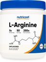 Nutricost L-Arginină (250 Grams) - Pulbere L-Arginină pură - 5000 mg per servire; 50 Servire