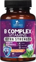B Capsulele complexe de vitamine - cu vitamina B12 B6 B100 C Folat de biotină şi acid folic - Supliment pentru inimă, creier şi suport nervos - Super Complex B complet pentru suport imunitar şi energetic - 60 capsule