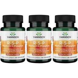 Swanson R-5-P (Riboflavin-5-Phosphat) - Vitamina B2 Supliment de promovare a energiei, Metabolizare și Viziune Sănătate - Natural Wellness Formula - (60 capsule) (3 ambalaj)