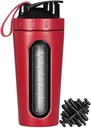 Sticla Shaker Proteine, Otel inoxidabil Shaker Cup, Sports Mixer Sticla de apa, Vizible Window, Leak Proof, Nu BPA cu Mingea de amestecare pentru Gym Fitness Workout, 28 Ounce, Red