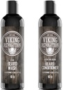 Viking Revolution Shampoo și Set Balsam - Top-tier Barbă Kit de îngrijire cu ulei de Argan & Jojoba pentru creștere barbă sănătoasă, fără mâncărimi sau iritație, Rich Lather, Eucalyptus Scent (10 oz)