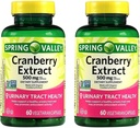 Spring Valley Extract de afine pentru sanatatea tractului urinar, Supliment alimentar, Sanatate antioxidanta, 60 Conte, 500 mg pe capsulă (Pachet de 2)