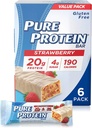 Baruri de proteine pure, proteine mari, gustări nutritive pentru a sprijini energia, zahăr scăzut, gluten gratuit, căpșuni Iaurt grecesc, 1.76oz, 6 Pack