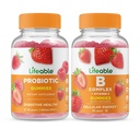 Probiotic de viață 2 Miliarde CFU + B Complex, Gummie Bundle - mare Tasting, Supliment de vitamine, gluten gratuit, OMG gratuit, Gummy mestecabil