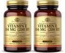 SOLGAR Vitamina E 200 UI - 100 Softgels, Pachet de 2 - Antioxidant natural, Suport pentru sistemul imunitar - Gluten gratuit, Dairy Free - 200 Serviri totale