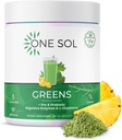Un Sol Greens, Super Greens Powder pentru a reduce Blooting & Îmbunătățire Sanatate Gut, Superfood proaspete Bloom Greens organice Blend suc & Smoothie Mix, Pre & Probiotic cu enzime digestive, Vegan & Soy Free