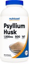 Nutricost Psyllium Husk 1500mg Per Serving, 500 capsule - fără GMO & Gluten
