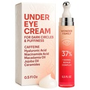 Cafeina sub crema ochi pentru puffiness și pungi sub ochi - Roller pentru ochi pufoase și cercuri întunecate sub tratament ochi pentru femei, bărbați - Acid hialuronic și niacinamidă Ser - Reducator de puffiness Face