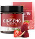 HERBAMAMA Panax Ginseng Gummies - 1500 mg Root Ginseng Root Coreean pentru suport energetic - Vegan, non-GMO Red Panax Suport Immune - 60 Pectin-Based căpșuni-Flavorate