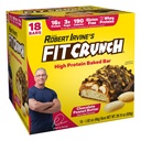 FITCRUNCH Snack Dimensiune Baruri de proteine, 6-Layer Baked Bar, 3g de zahăr & Soft Cake Core (18 Baruri, Unt de arahide)