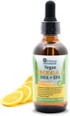 OU Vegan Omega 3 picături - Aromă de lămâie, ulei de alge de apă organic-extras cu EPA, DHA & DPA - non-GMO, vitamina lichid pe bază de plante pentru inimă, creier și sănătate comună - 60 doze