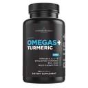 Livingood Daily Omega 3 6 9 Plus Curcumin Turmeric Supliment, 60 Softgels - Ulei de pește Omega 3 Suplimente (EPA & DHA) pentru bărbați și femei - creier, comun, Heart Health, și metabolice - Made in USA