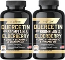 Querbetin cu Bromelain zinc vitamina C vitamina D Elderberry - 120 Capsule vegetale, non-GMO, Gluten-Free 