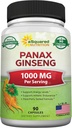 aSquared Nutrition Natural Korean Panax Ginseng (1000mg Max Putere)-90 capsule Root Extract Complex (Red & White), Ginsenozide de înaltă doză în semințe, Asian pulbere Supliment, Tablett pastile pentru energie