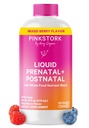 Vitamine prenatale roz Stork lichid pentru femei - Aroma de Berry - Amestec de alimente organice - Fertilitate, Sarcina, Postpartum Essentials - Suport pentru boala dimineata - Alaptarea si alaptarea - 32 Serviri
