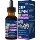 Valerian Sleep Support Drops, Gotas de Pasiflora y Valeriana y Lavanda para Dormir Profundamente rapido. Flori de pasiune și extract de lavandă Tinctură lichidă pentru somn rapid și sunet. 2 oz
