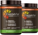 CocoaVia Cardio Health Powder, 60 Servings, 500mg Cacao Flavanols, Suport Heart Health, Boost Nitric oxid, Îmbunătăţirea circulaţiei, Energie, Preworkout, Vegan, Ciocolată Cacao închis