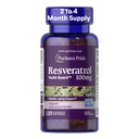 Puritan Pride Premium Resveratrol Youth GuardTM 100 mg, Supliment alimentar pentru sistemul imunitar, antioxidant, Metabolizare de zahăr, fluxul sanguin, și suport funcția vasculară, 120 Softgels eliberare rapidă