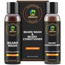 XIKEZAN Beard Wash & Beard Balsam natural Softner Set w/Argan & Jojoba Oils Smooths & Consolideaza Craciun Stocking Stuffers Cadouri de ziua Tata pentru barbati El tata prietenul sot