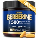 Berberine Supliment, Putere mare Berberine 1500MG, 180 Caps - Plus Citrus Bergamot, Berberine HCI Suplimente rădăcină - Metabolic, AMPK Suport Management sănătos de greutate - Vegan, Organic, Non-GMO