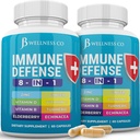Suport imun 8 din 1 Capsule - Supliment de zinc, vitamina D3, vitamina C și elderberry - Immun Booster Root Ginger, și Turmeric - [2-Pack]