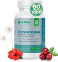 LaPura D-mannose 1000 mg Supliment cu Cranberry Juice Powder, Hibiscus Floare & Dandelion Herb Extract, 60 Capsule - Natural Curățare Suport, Ficat sănătos, Bladder, funcția de tract urinar