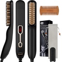 VOVO Beard Straightener Comb Upgrade Professional 2 in 1 Barbatii's Barbă îndreptată Încălzirea parului Perie portabil anti-Burn 6 Temperatura reglabilă cu LED-uri Display pentru acasă și călătorie