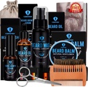 Kit de înfrumusețare barbă, Kit de barbă cu ulei de barbă, Ser de creștere Barbă, Ser de grădină, Balsam barbă, Perie de barbă, Comb barbă, Foarfecă barbă și mustață Kit de creștere barbă Cadouri unice pentru bărbați
