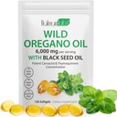 Capsule de ulei Oregano,2 în 1 6000 mg ulei de Oregano cu ulei de semințe negru, ulei Oregano sălbatic Suport imun și antioxidant, non-GMO,Gluten gratuit,120 Softgels (1 sac)
