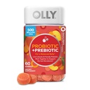 OLLY Probiotic + Prebiotic Gummy, Digestive Support and Gut Health, 500 Million CFUs, Fiber, Adult Chewable Supplement for Men and Women, Peach, 60 Day Supply - 60 Conte