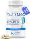 FolateMaxx L-Metilfolat + B12 Methylcobalamină & B6 Blend (15 mg) - 60 capsule - Active B-complex cu cofactori și aminoacizi esențiali - Non OMG, Gluten Free, No Fillers
