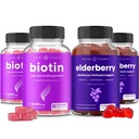 NutraChamps Biotin Gummies (2 ambalaj) și Elderberry Gummies (2 ambalaj) 4 Pack Bundle