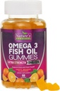 Omega 3 Gume de ulei de pește, inima sanatoasa Omega 3 Gummy Supliment cu înaltă absorbție DHA & EPA, Extra Putere comun & Brain Suport, Delicious Orange Flavor Ulei de pește vitamina naturii - 60 Gumies