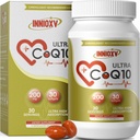 CoQ10 200mg Softgels pentru sanatatea inimii, supliment puternic antioxidant pentru sanatatea vasculara, productia de energie, suplimente nutritionale CoQ10 de mare absorbtie, 30 Softgels