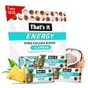 Asta e. Piña Colada Caffeine Blends Energy Mini Bars Ananas Coconut (15 Count) Alergia-Friendly, non-GMO, Gluten Free Snacks