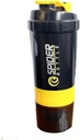 5 În 1 sticla de Shaker Proteine - Professional Series Shaker Sticla pentru Shakes Proteine și Pre Antrenament Gym Sticla,Cu Powder Storage,Pill Tray, Mixing Ball,Shakes Cup (galben)