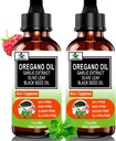 2 ambalaj) Ulei organic de Oregano cu ulei de semințe negru pentru imun, suport digestiv și antioxidant, w/Garlic Elderberry Suport sezonier 6X Absorbție picături de Oregano lichid