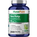 NusaPure Sea Kelp Iod natural 325mcg 10:1 Extract, 65 mg echivalent cu capsulele 650 mg 200 Count (non-GMO, Vegan)