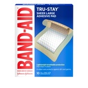 Band-Aid Brand Tru-Stai Pad-uri adezive, Bandaje sterile pentru prim ajutor și de îngrijire a rănilor, Pad acoperă și protejează tăieturi minore, zgârieturi și arsuri, ușoare, mari dimensiuni, 10 Count