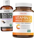 Black Seed Oil Liquid & Immune Support (2-Month Supply) Immune Maximiser Bundle - Black Seed Seed Oil Liquid (16fl.oz) Premium Cold-Pressed Clack Cumin Seed Oil & Vitamin C Immune Support (120 Veg Caps)