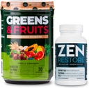 Nurology Greens & Fruits Powder-Natural Soursed Superfood, Vanilla Scorțișoară (30 Servings) Zen Natural Magneziu Supliment (30 Servings)