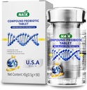 NAIK Probiotics 1800 Miliarde CFU - 10 Tulpini + Prebiotice organice - Immune, Digestive & Gut Health - Sprijină Constipație ocazională, Diaree, Gaz și Blooting - pentru femei și bărbați - 45ct