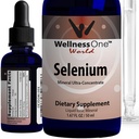 WellnessOne Liquid Seleniu Supliment - Ionized Seleniu Picături lichide 70 mcg - Antioxidant, Cardiovascular și Suport Immun - SUA Testat, Vegan, Non-GMO, Gluten Free, Nearomat - 1.67 fl oz